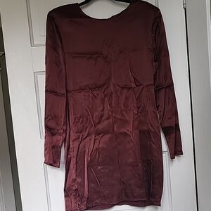 Zara Rich Burgundy Long Sleeve Dress